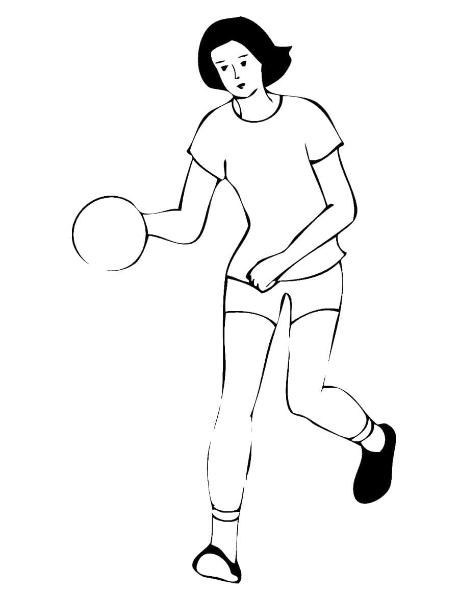 Fille Joue au Handball coloring page