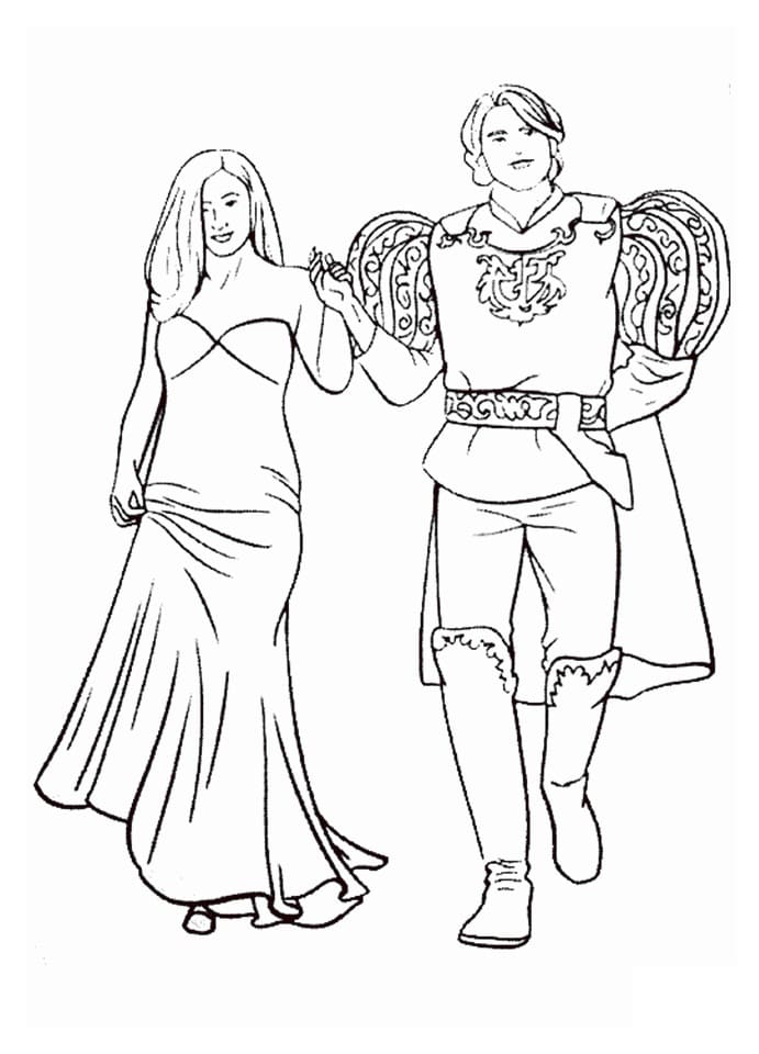 Giselle et Prince Edouard coloring page