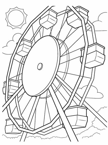 Grande roue géante du parc d’attractions coloring page