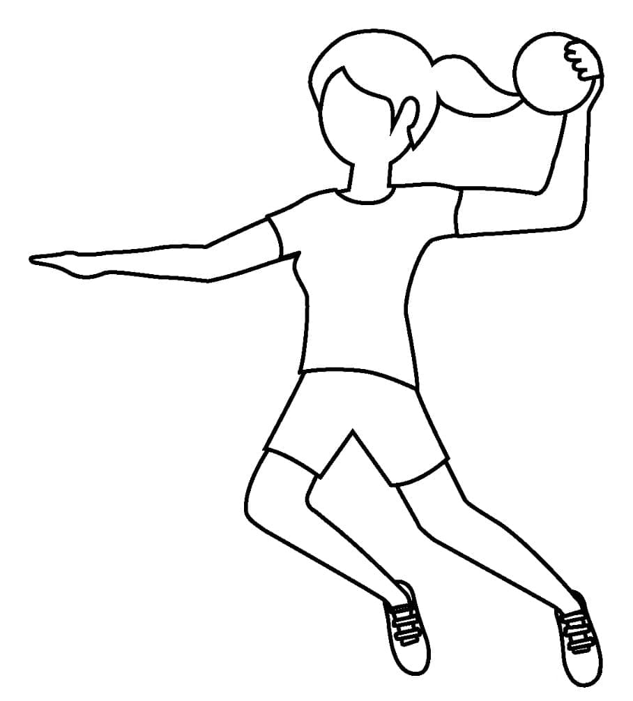 La Fille Joue au Handball coloring page