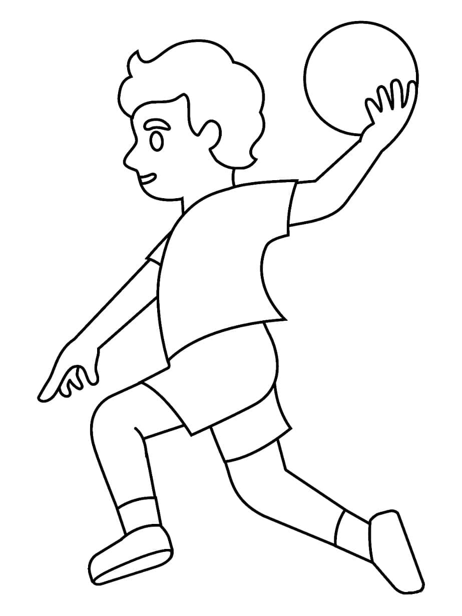 Le Petit Garçon Joue au Handball coloring page