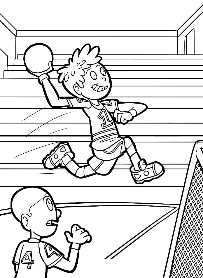 Les Enfants Jouent au Handball coloring page