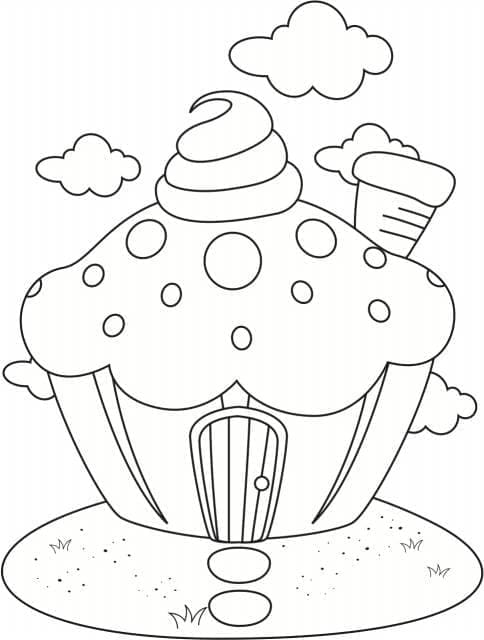 Maison de Cupcake coloring page