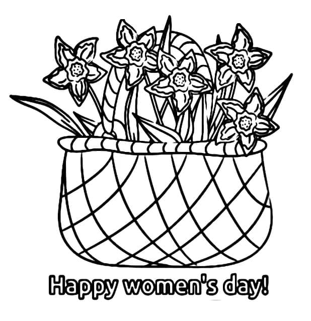 Coloriage Panier de Fleurs Pour la Journée de la Femme