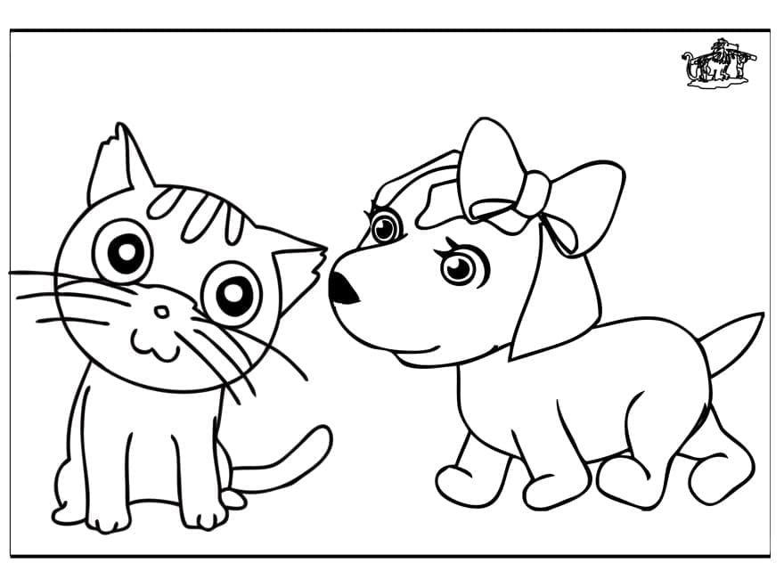 Petit Chat et Chien coloring page