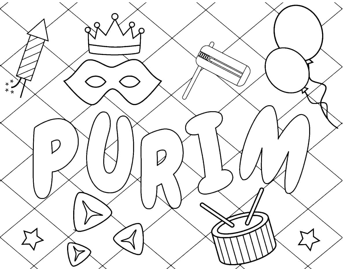 Pourim 7 coloring page