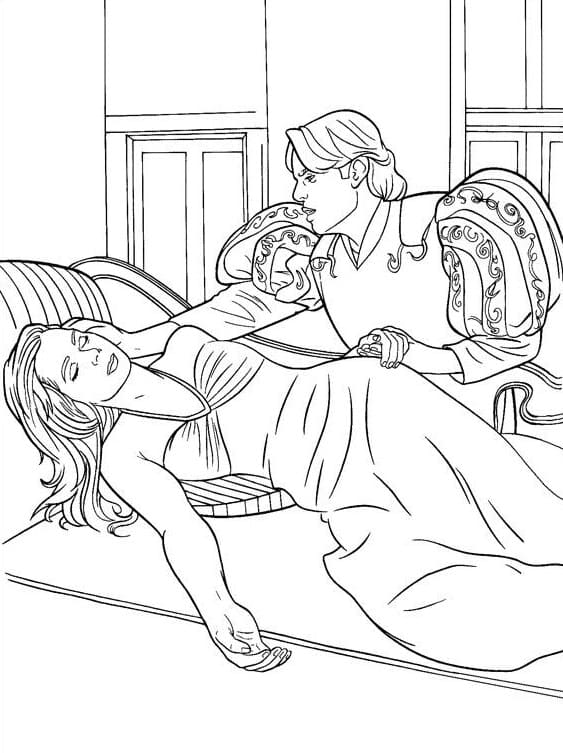 Prince Edouard et Giselle coloring page