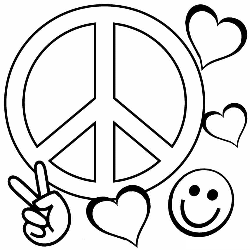 Signe de Paix et Emoji coloring page
