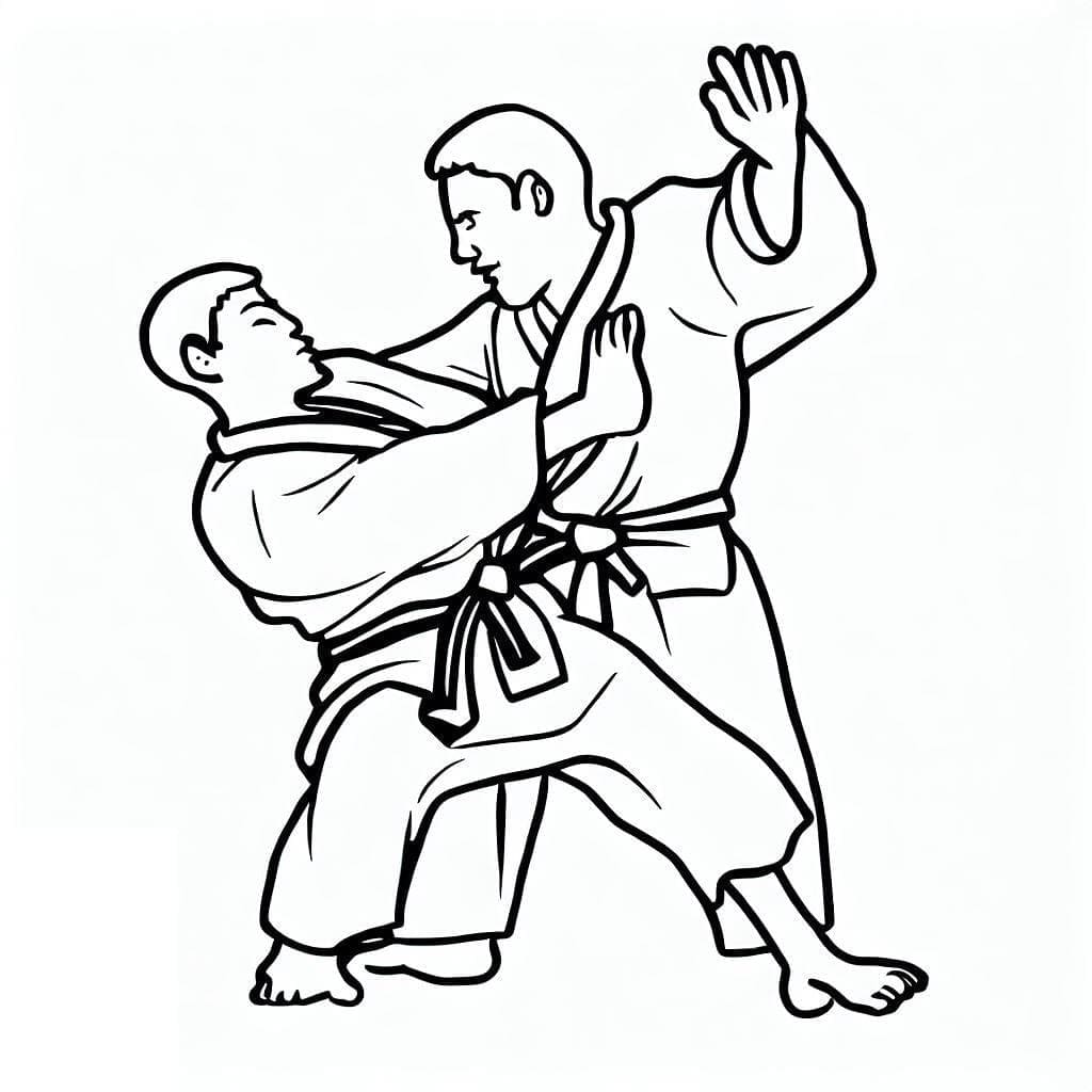 Coloriage Technique Judo Stylisé
