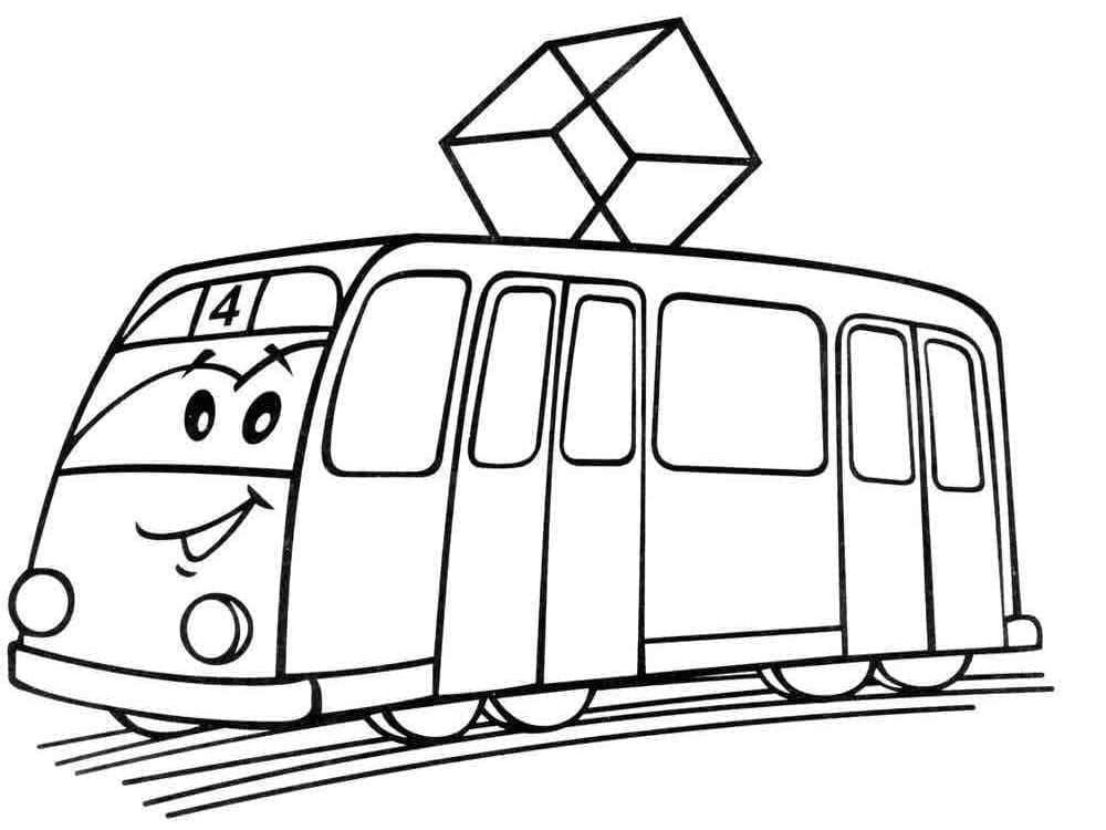 Tramway Drôle coloring page