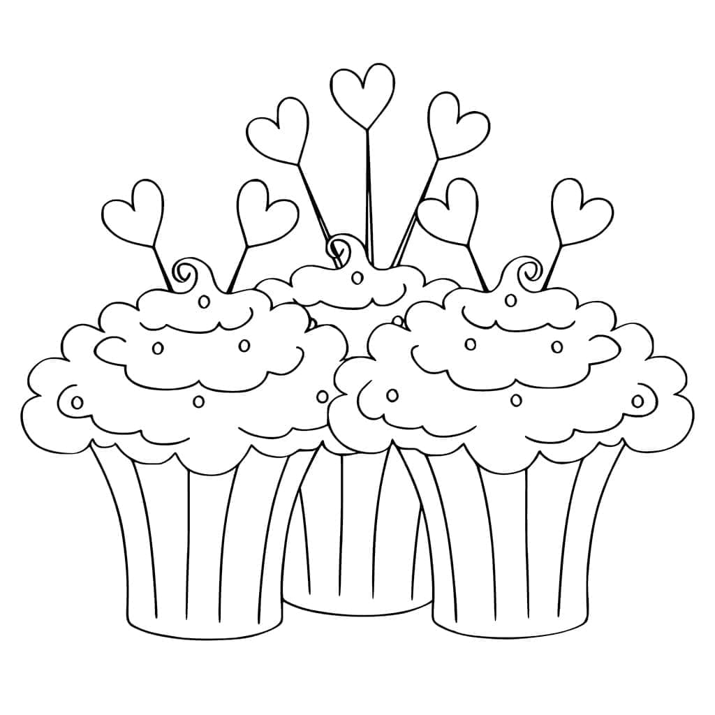 Trois Jolis Cupcakes coloring page