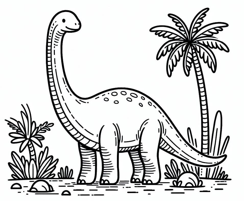Adorable Diplodocus coloring page