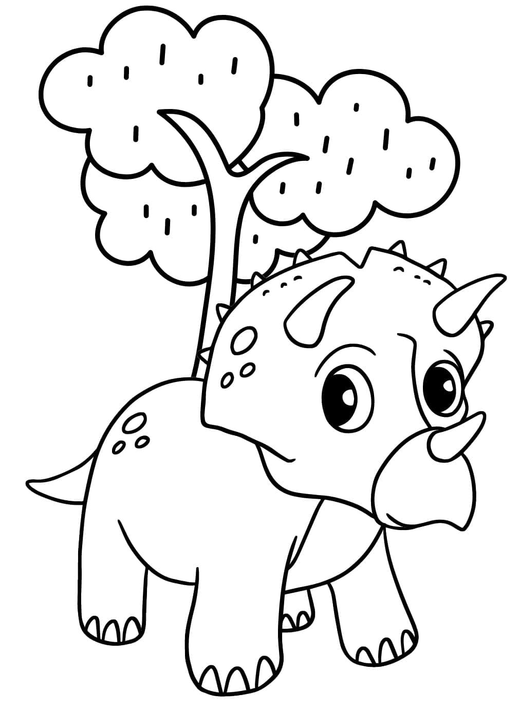 Adorables Tricératops coloring page