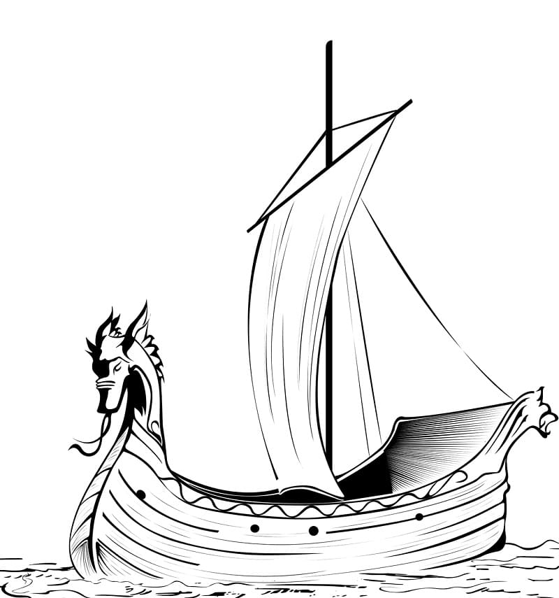 Bateau Viking en Bois coloring page