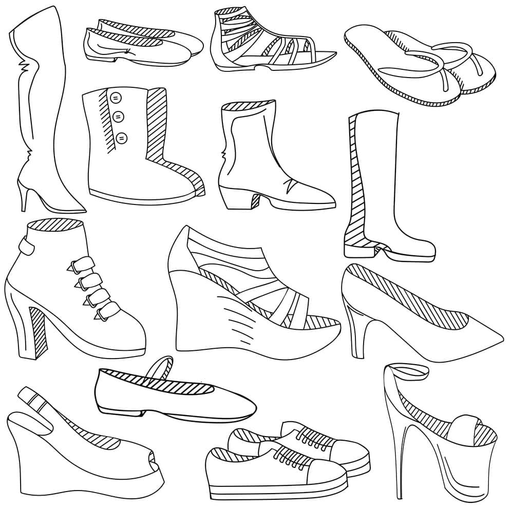 Beaucoup de Chaussures coloring page