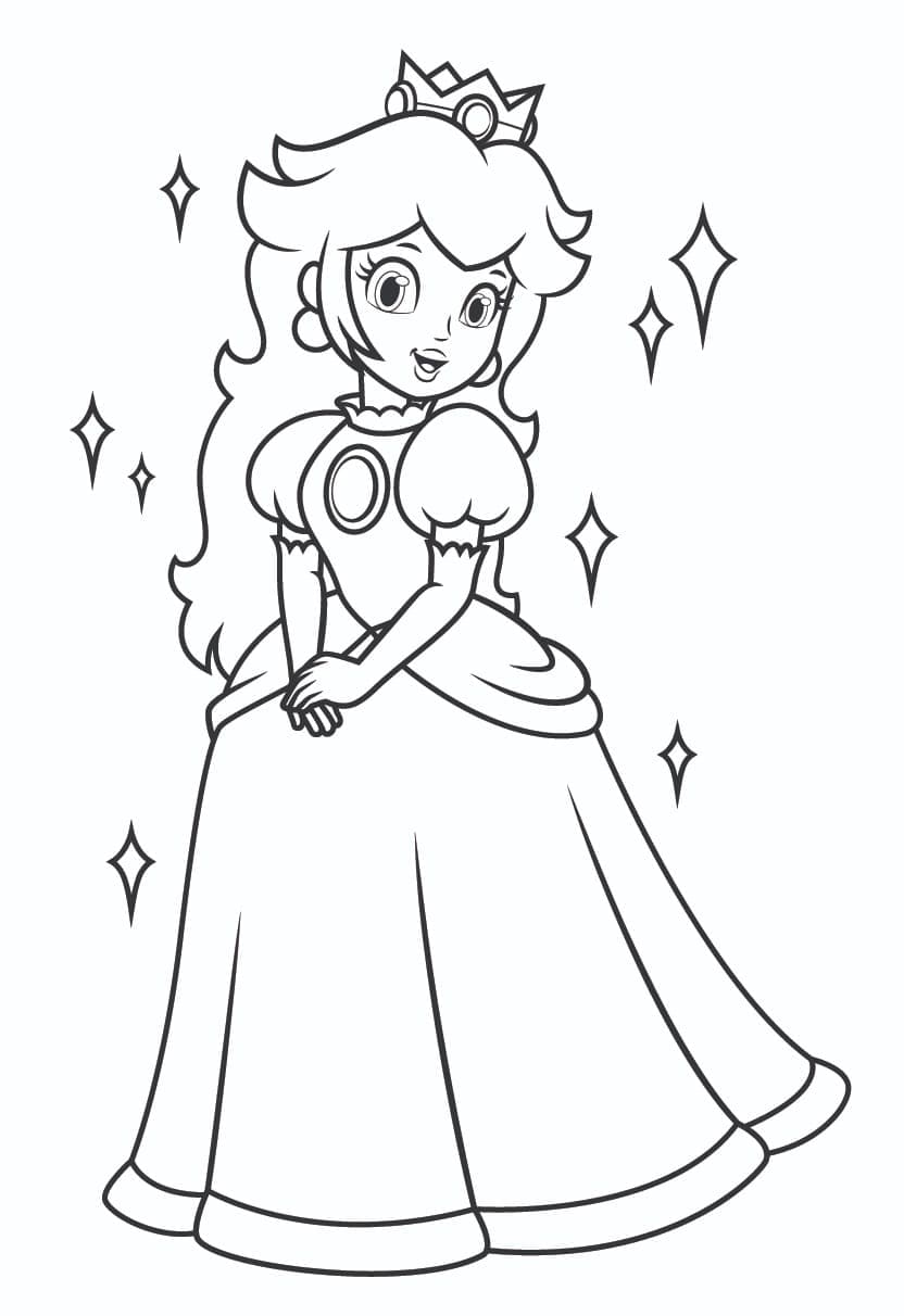 Belle Princesse Peach coloring page