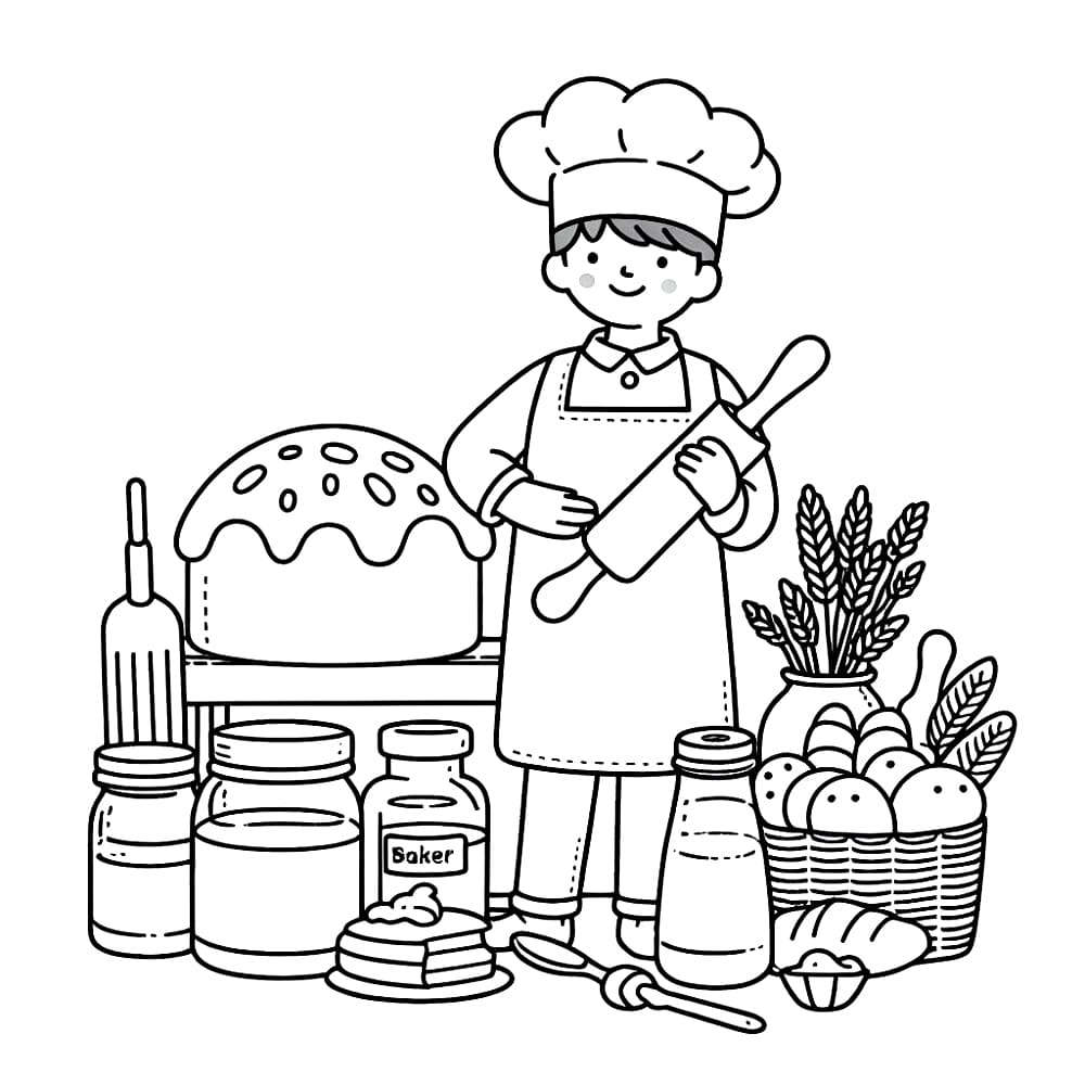 Boulanger Pour les Enfants coloring page