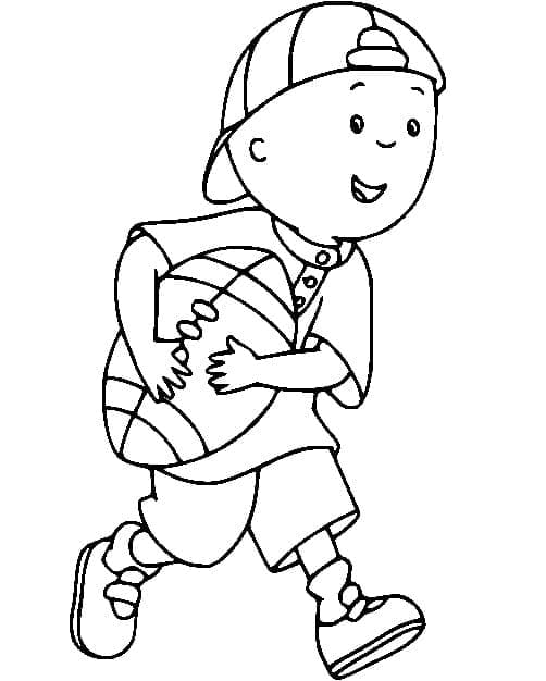 Caillou Joue au Rugby coloring page