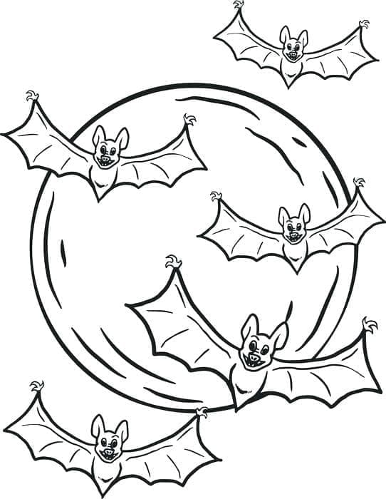 Chauves-souris et Lune coloring page