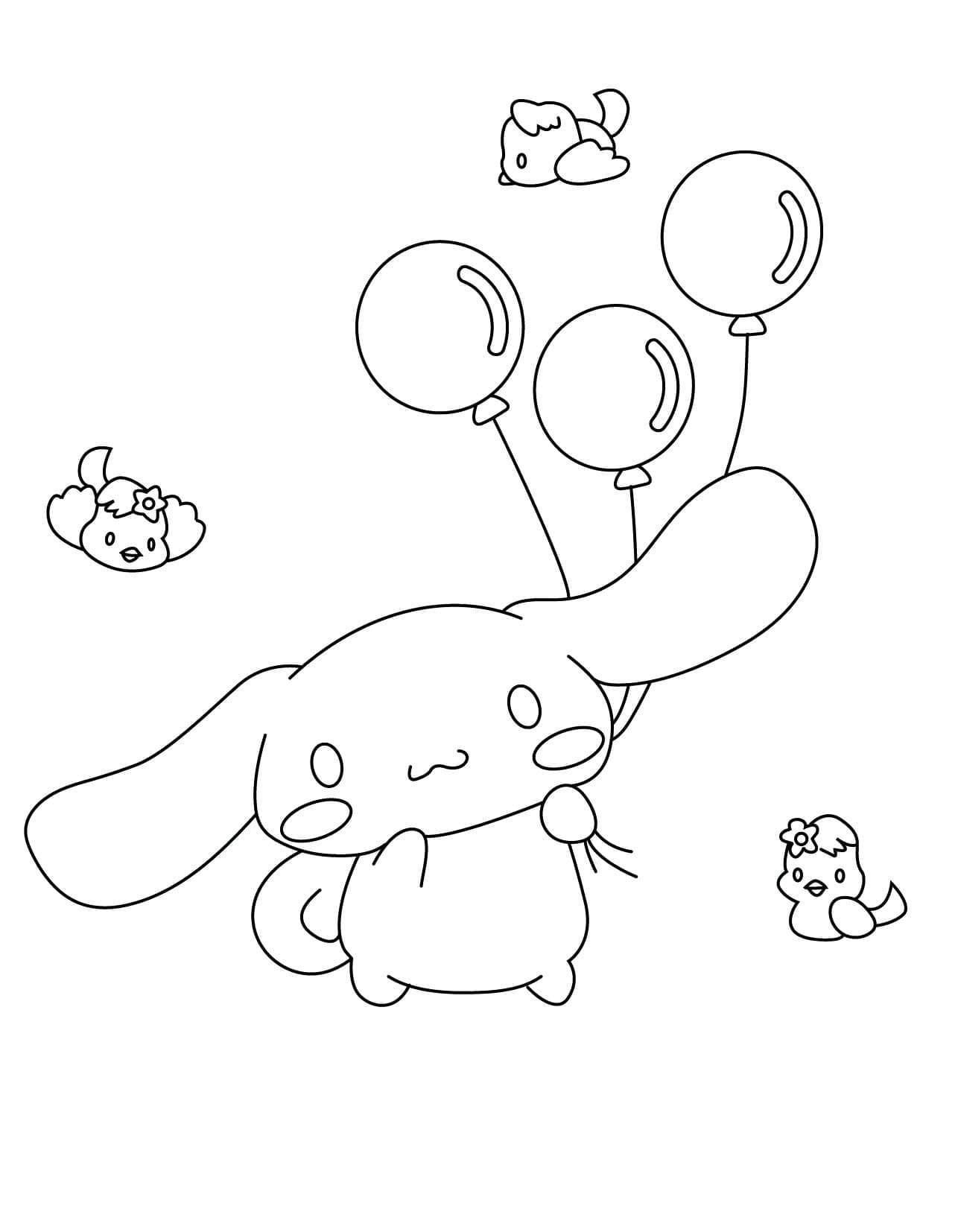 Cinnamoroll avec des Ballons coloring page