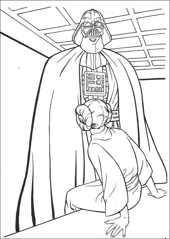 Dark Vador et Princesse Leia coloring page