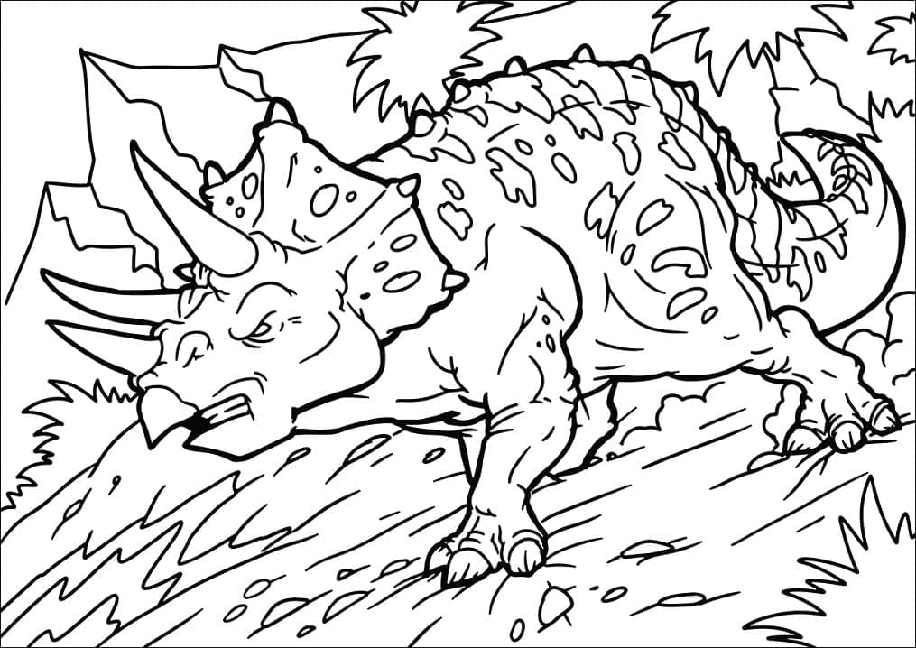 Coloriage Dessin de Dinosaure Tricératops Gratuit