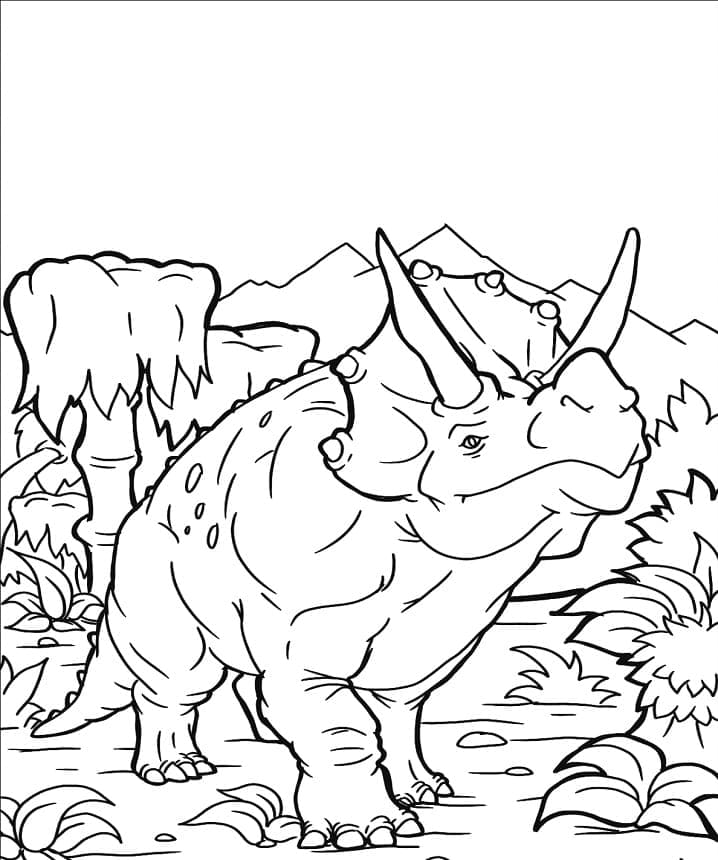 Coloriage Dessin de Dinosaure Tricératops