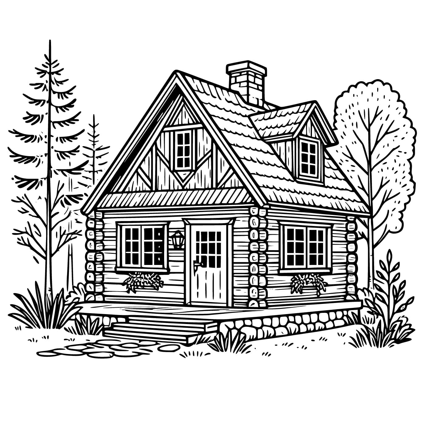 Dessin Gratuit d’un Chalet coloring page