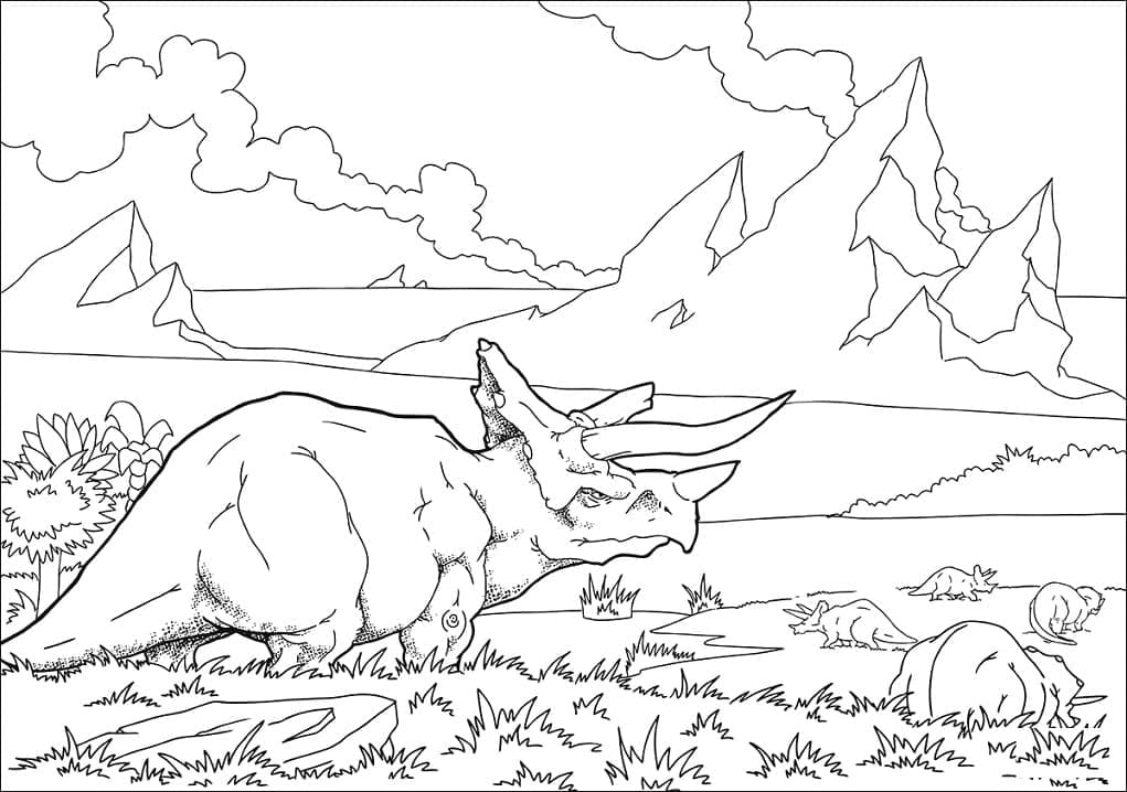 Coloriage Dinosaure Triceratops Gratuit