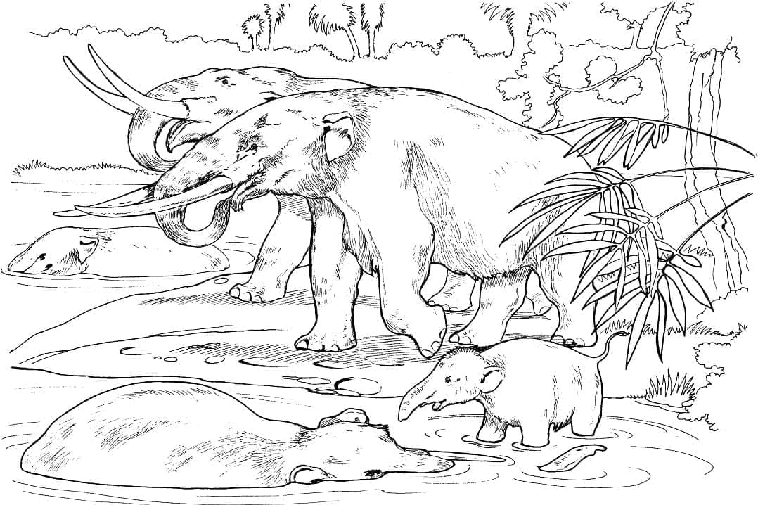 Famille de Mammouths coloring page