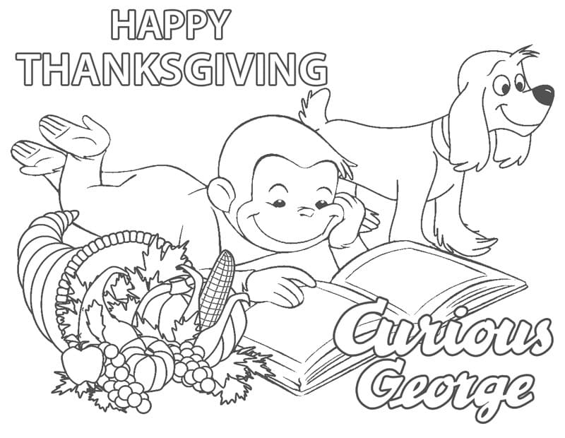 Coloriage Georges à l'occasion de Thanksgiving