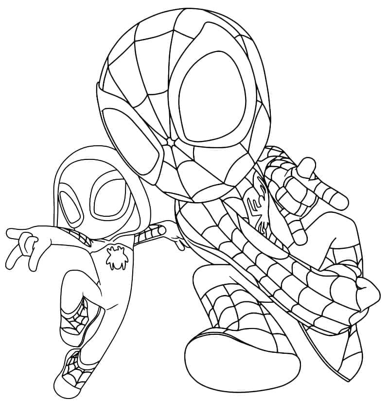 Ghost Spider et Spidey coloring page