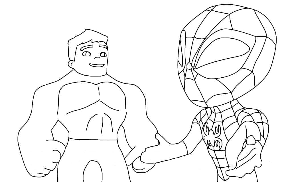 Hulk et Spidey coloring page