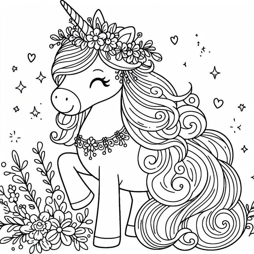Joyeuse Princesse Licorne coloring page