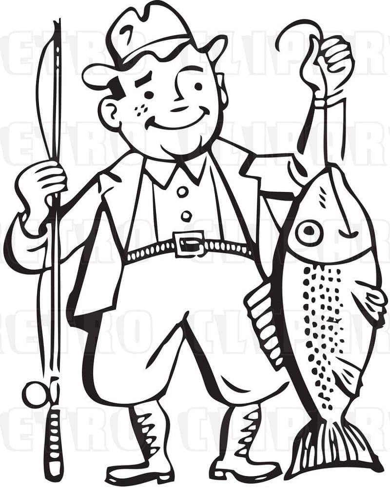 Joyeux Pêcheur coloring page
