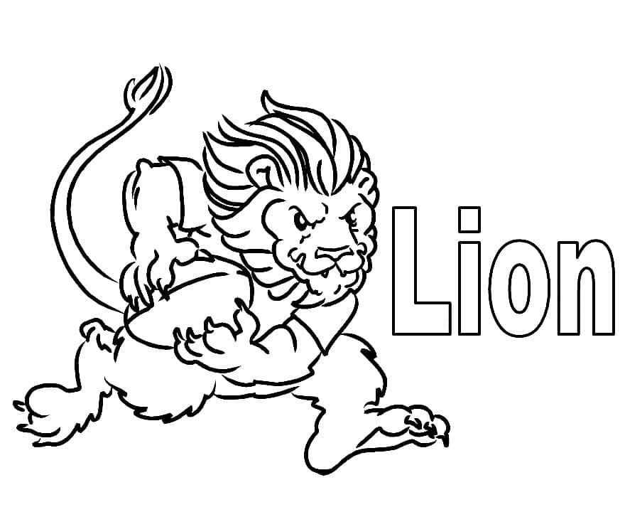 Le Lion Joue au Rugby coloring page