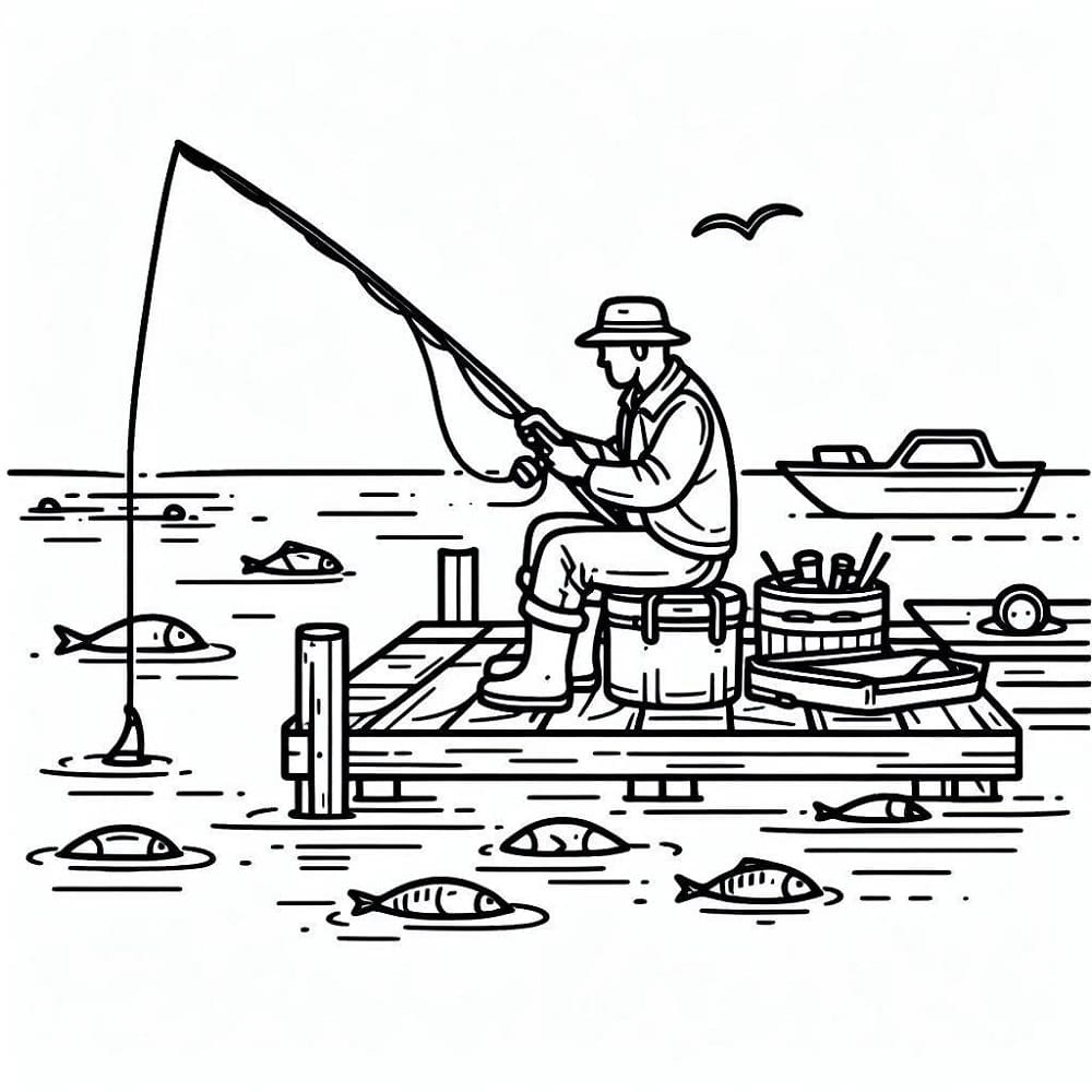 Le Pêcheur Pêche coloring page