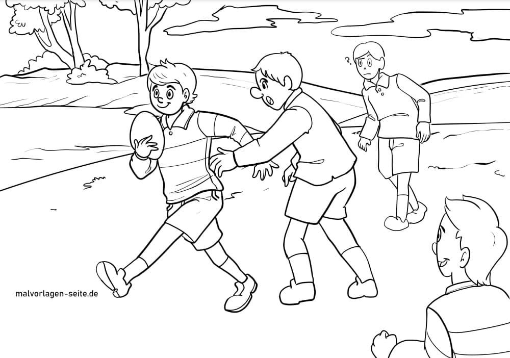 Les Enfants Jouent au Rugby coloring page
