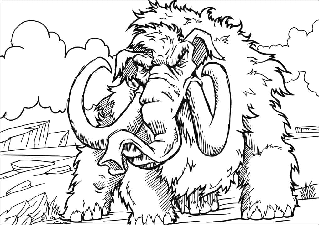 Mammouth en Colère coloring page
