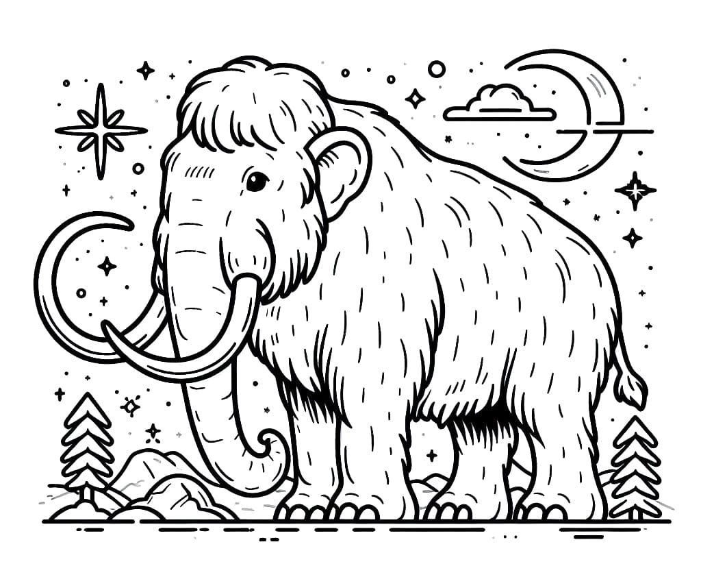 Mammouth la Nuit coloring page