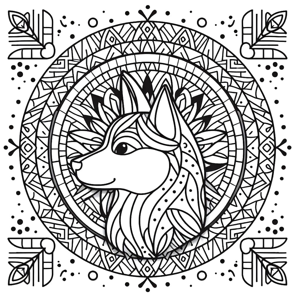 Mandala Chien Imprimable coloring page
