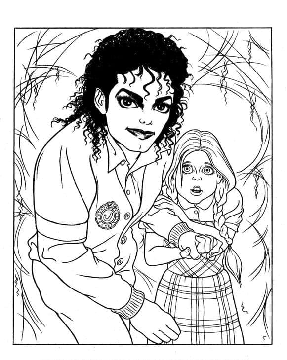 Michael Jackson et Petite Fille coloring page