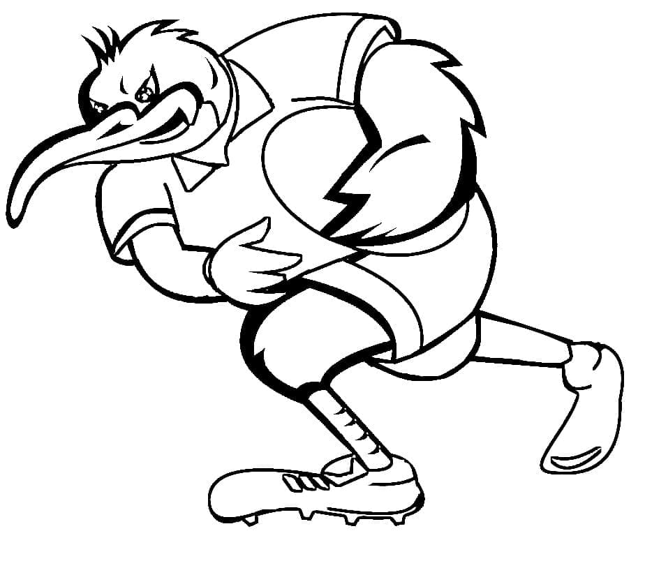 Coloriage Oiseau Kiwi Joue au Rugby