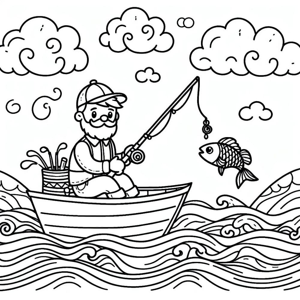 Pêcheur Gratuit Pour les Enfants coloring page