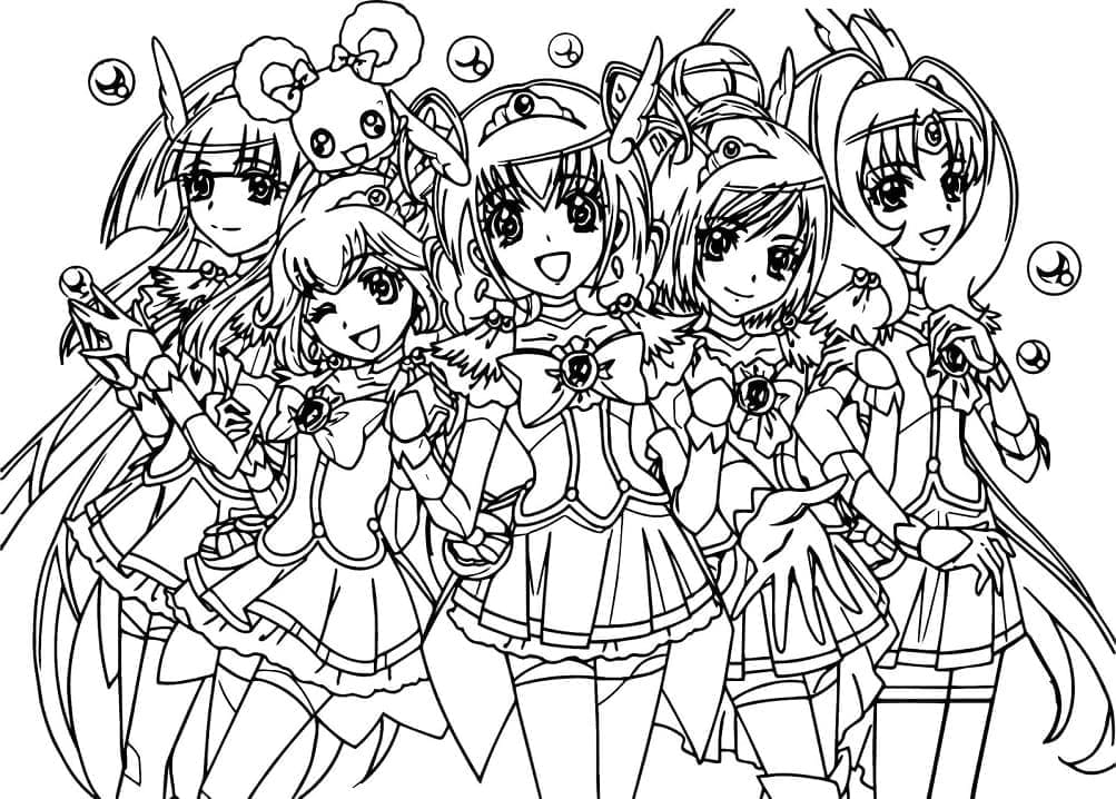 Personnages dans Glitter Force coloring page
