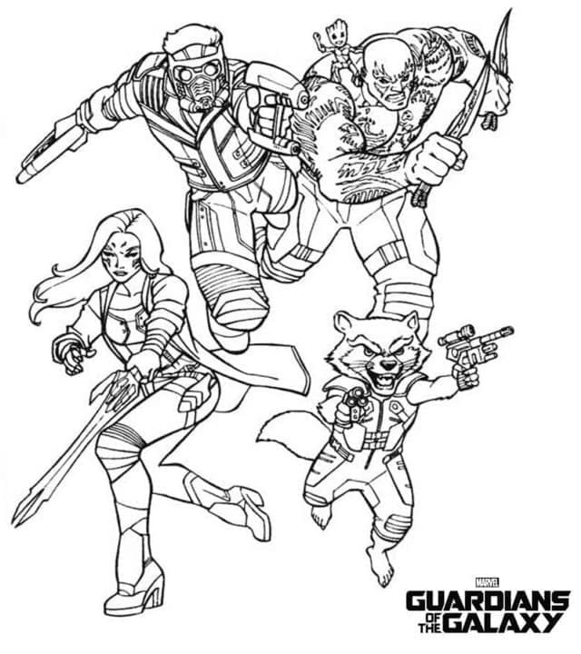 Personnages dans Les Gardiens de la Galaxie coloring page