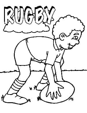 Coloriage Petit Garçon Joue au Rugby