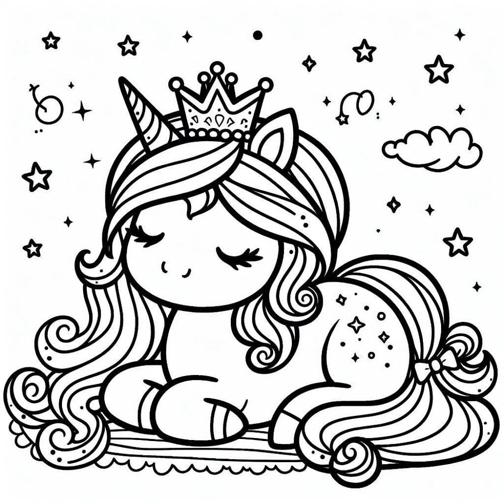 Petite Princesse Licorne coloring page