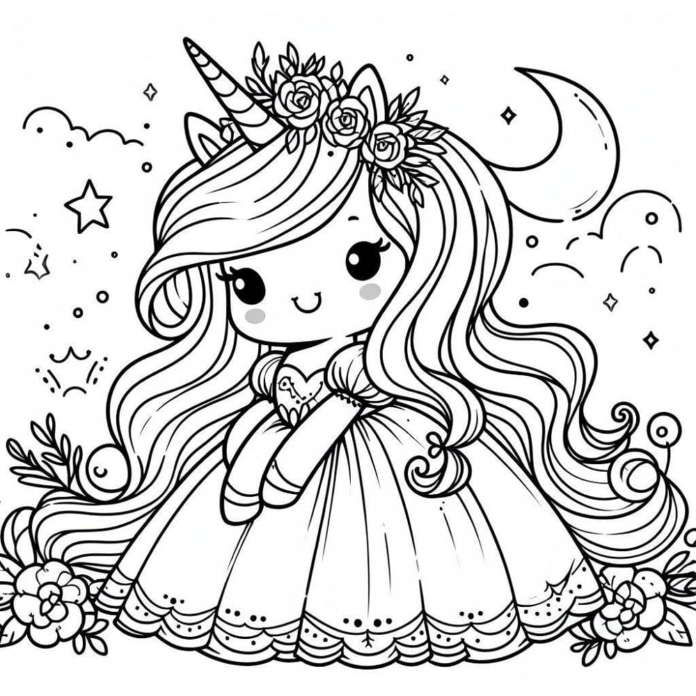 Princesse Licorne Imprimable coloring page