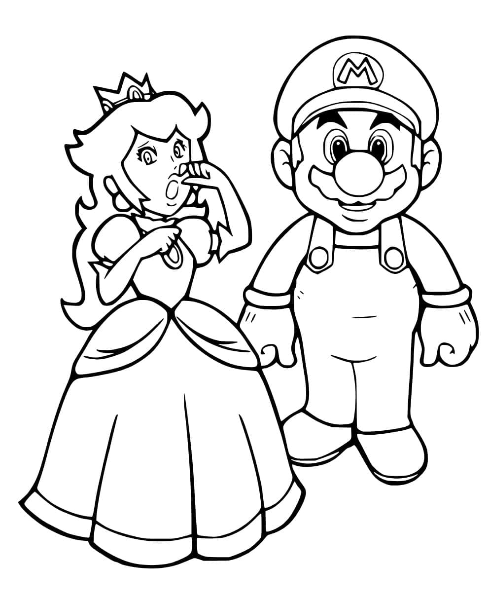 Coloriage Princesse Peach et Mario